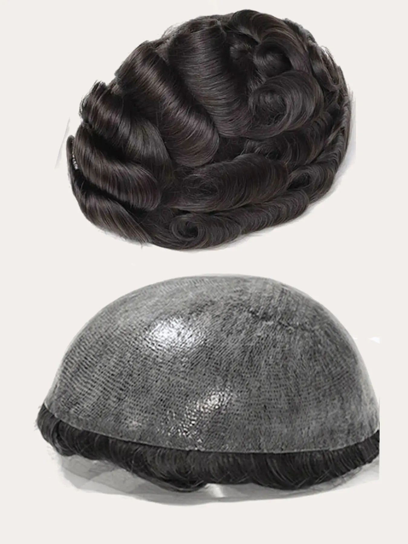 Men's Toupee Wig Full PU Human Hair, 30mm Wave with Natural Hairline, Human Hair, Breathable Male PU Toupee Hair System, Comfortable Human Hair for Baldness & Hair Loss, Comfortable & Durable, Real Hair Wigs, Wavy Wigs