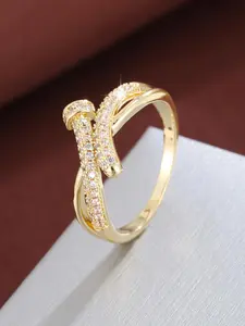 Women's Elegant Nut Design Rhinestone Decorated Ring, Exquisite Trendy Ring, Fashionable Jewelry for Women As Gift, Geometric Design Ring, Statement Rings