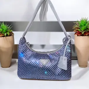 Pre-owned PRADA italy Shoulder Bags re edition satin mini bag with Cristals