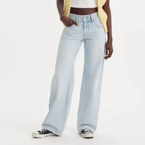 Levi's Women's Low-Rise Superlow Loose Jeans - Abraided Art 27: Midweight Denim, Straight Leg, 32" Inseam