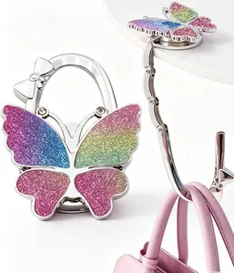 Portable Purse Holder,Butterfly Foldable Handbag Hanger,Folding Purse Table Hook Holder,Foldable Purse Hook,Purse Holder Stand for Table