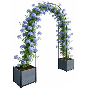 Garden Solution for Flower Gate: 3 in 1 Raised Garden Beds with Arch Trellis. Including 2 sets of stackable Planter Boxes and 1 set of adjustable Arch Trellis. Perfect for Climbing Rose,Wisteria and Star jasmine. Suitable for Garden Gate, Wedding Trellis