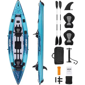 VEVOR 2 - Person Inflatable Kayak, 14'4x 3'7 - Extra Spacious for Family Dogs, 700 - lb Capacity Sit - in Kayak with Accessories, Includes 2 Paddles, Pump Carry Bag - Perfect for Fishing and Touring
