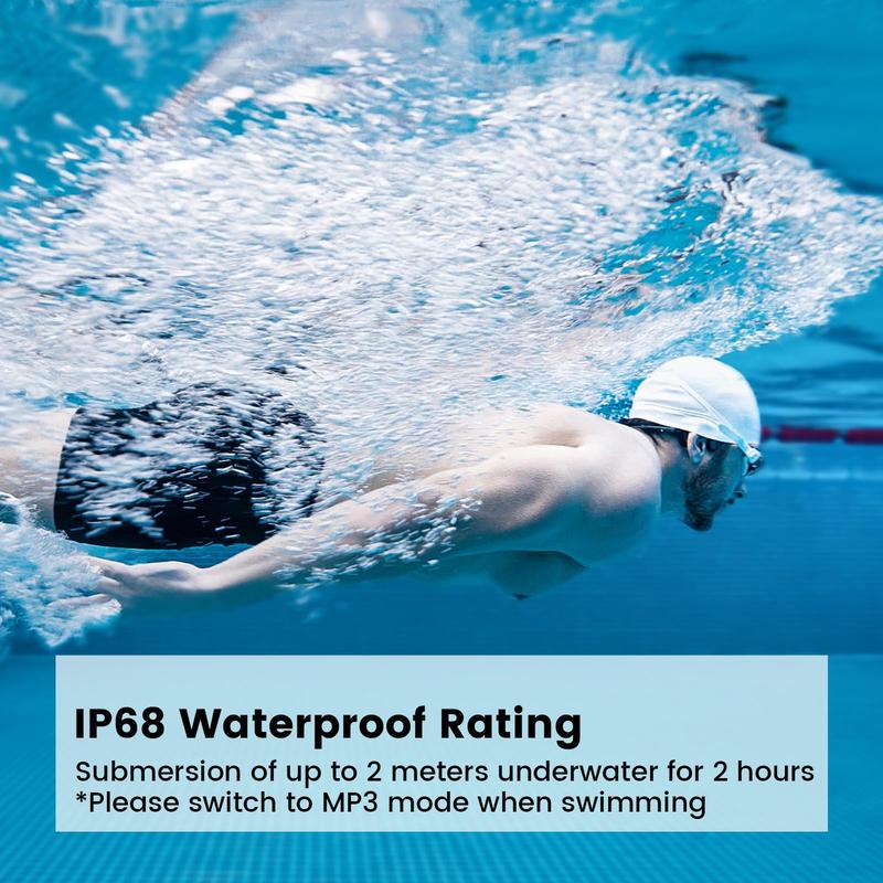 MOJAWA Run Plus IP68 Waterproof Sports Headphones with Bluetooth, Voice Assistant, and 32 GB of MP3 Storage Ideal for Outdoor Sports,