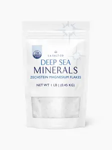 LA SALT CO Deep Sea Minerals Magnesium Zechstein Flakes 1 lb Pure 15g Elemental Magnesium for Luxurious Bath Ritual Healthcare