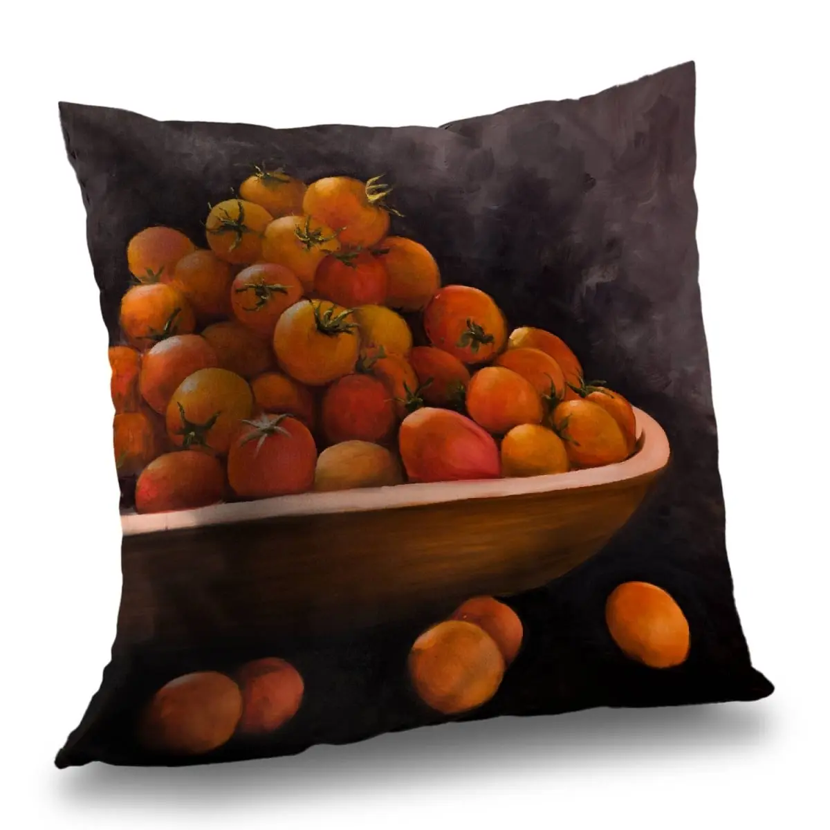 Begin Home Decor C1PT14141FFNB0 14x14 in. Vibrant Cherry Tomatoes Bowl Throw Pillow - Contemporary Home Decor for Culinary Enthusiasts, Fruit Lovers