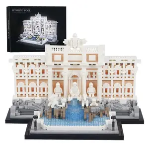 2000PCS Micro Trevi Fountain Building Blocks Rome Landmark Wishing Pool Architecture Assembly Bricks Toy Gift For Adult Teens