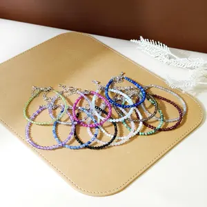 Dainty Gemstone Bracelet – 14 Gemstones Available, Sparkling Faceted Beads for Layered Style