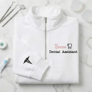 Embroidered Dental Hygienist Quarter Zip Sweatshirt, Dental Monogram Sweatshirt, Dental Assistant Zip Up, RN Jacket, Dental Hygienist Gift