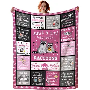 Raccoon Blanket Raccoons Gifts for Women,Funny Raccoon Stuffed Animal Throw Blankets Best Raccoon Christmas Birthday Gifts for Kids Girls Adults 50"X40"