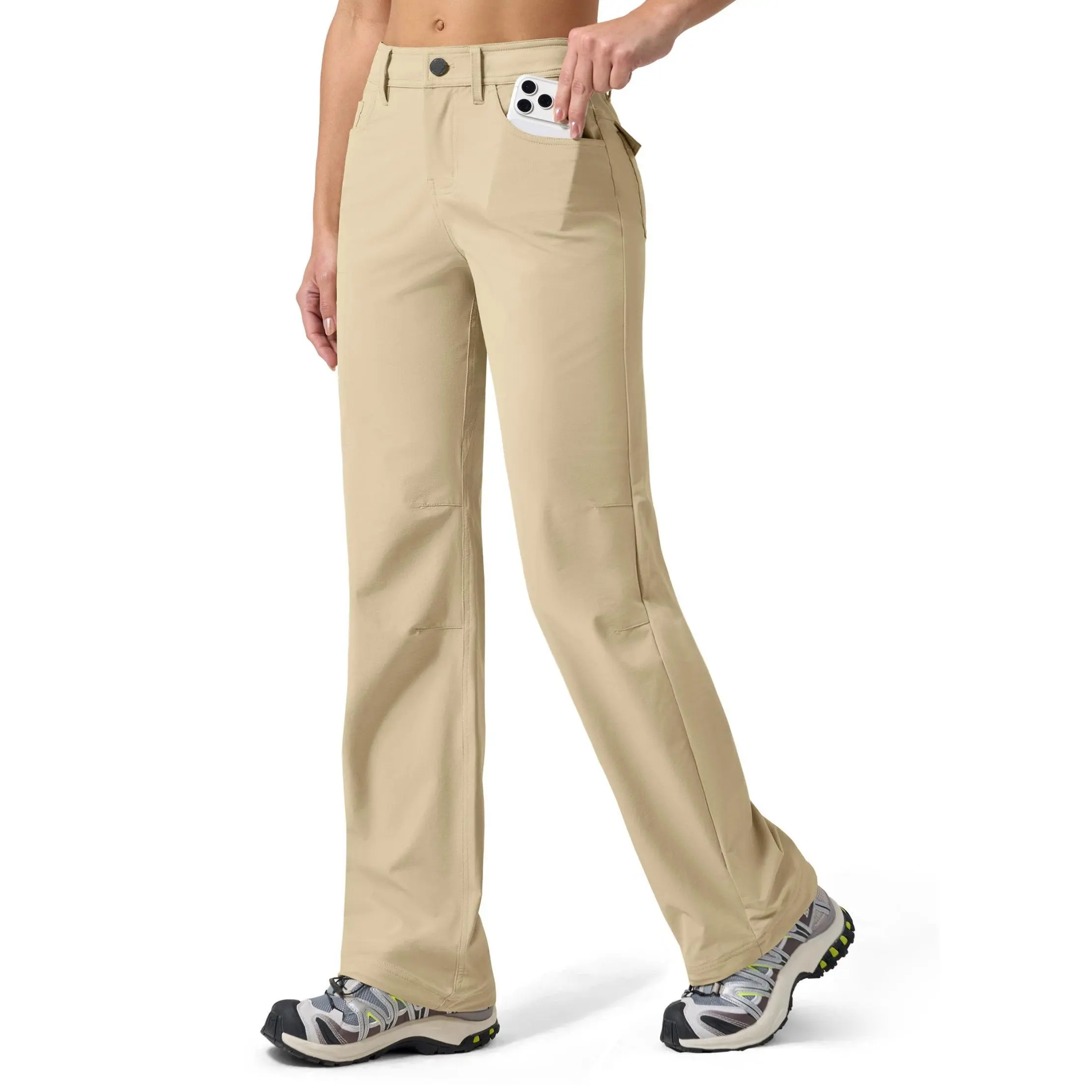 Willit Women’s Nylon Outdoor Bottoms - Basic Minimalist Quick-Dry UPF 50+ Stretch Pants with Pockets, Water-Resistant, Straight & Curvy Fit, 29"/31"/33" Travel Work Pants, Everyday