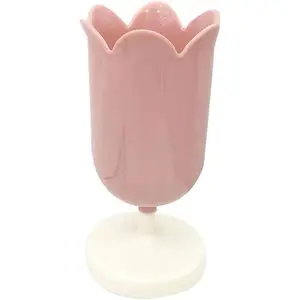 Pink Plastic Tulip Pen Holder Cute Pens Cup for Desk Pen Brush Organizer Office Stationery Supplies Home Decor Desk Supplies Holders and Dispensers(ZS399)