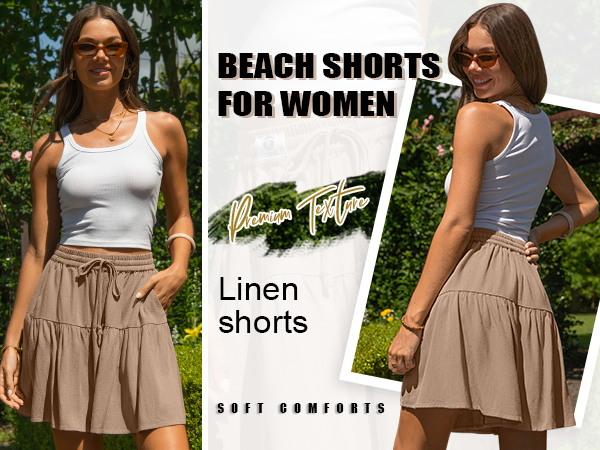 【SS26 Collection】TARSE Womens Linen Blend Wide Leg Flowy Culotte Shorts Drawstring Loose Fit Summer Casual Lightweight Comfy Vacation Wear