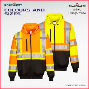 Portwest CA170 High Visibility Hoodie Fluorescent Workwear Lightweight Breathable Safety Jacket
