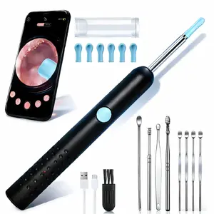 Professional wireless Bluetooth WiFi Visual Ear Wax Remover, visual ear spoon with 6 silicone replacement heads removal tool camera cleaner wide-angle earwax