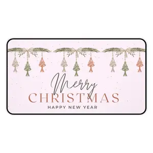 Merry Christmas Pastel Desk Mat Pad in the Office Business Christmas Holiday Genre in Various Sizes