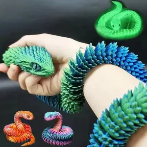 3D Printed Snake Movable Joint Fidget Toy Figurine Simulation Snake Office Desktop Ornament 2026 New Year Gifts Crafts Gift