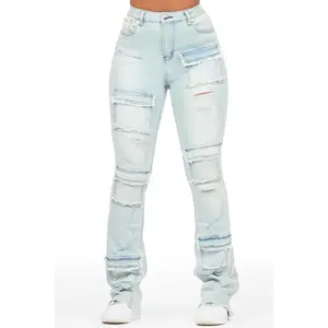 Mashawi Light Wash Stacked Flare Jean