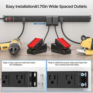 CRST 12-Outlet Metal Surge Protector Power Strip – 2100J, Heavy-Duty 6FT/15FT Cord, Wide-Spaced Outlets, Mountable