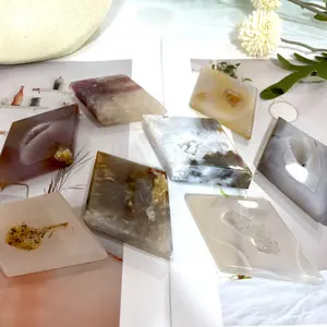 IG Crystal 6~7 Counts Rhombus Geode Agate Healing Crystal Home Decor