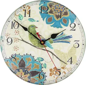 12-Inch Wooden Wall Mechanical Retro Vintage Quartz Clock, Silent Battery-Operated French Country Tuscan Style Home Decoration, Lavender-Infused Farmhouse Accent, Ideal Home Gift