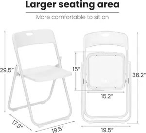 White Plastic Folding Chairs 6 Pack, Lightweight Foldable Chair with 350lbs Capacity, Metal Frame Easy to Fold & Store, Commercial Chairs for Parties Office Wedding Dinning Events