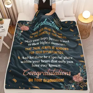 1pc Inspirational Graduation Blanket with Motivational Phrases - Gift for 2026 College/High School Graduates - Soft Flannel Blanket with Graduation Wishes, Multi-purpose Flannel Blanket, Flannel Throw Blanket, Graduation Gift for Sons and Daughters