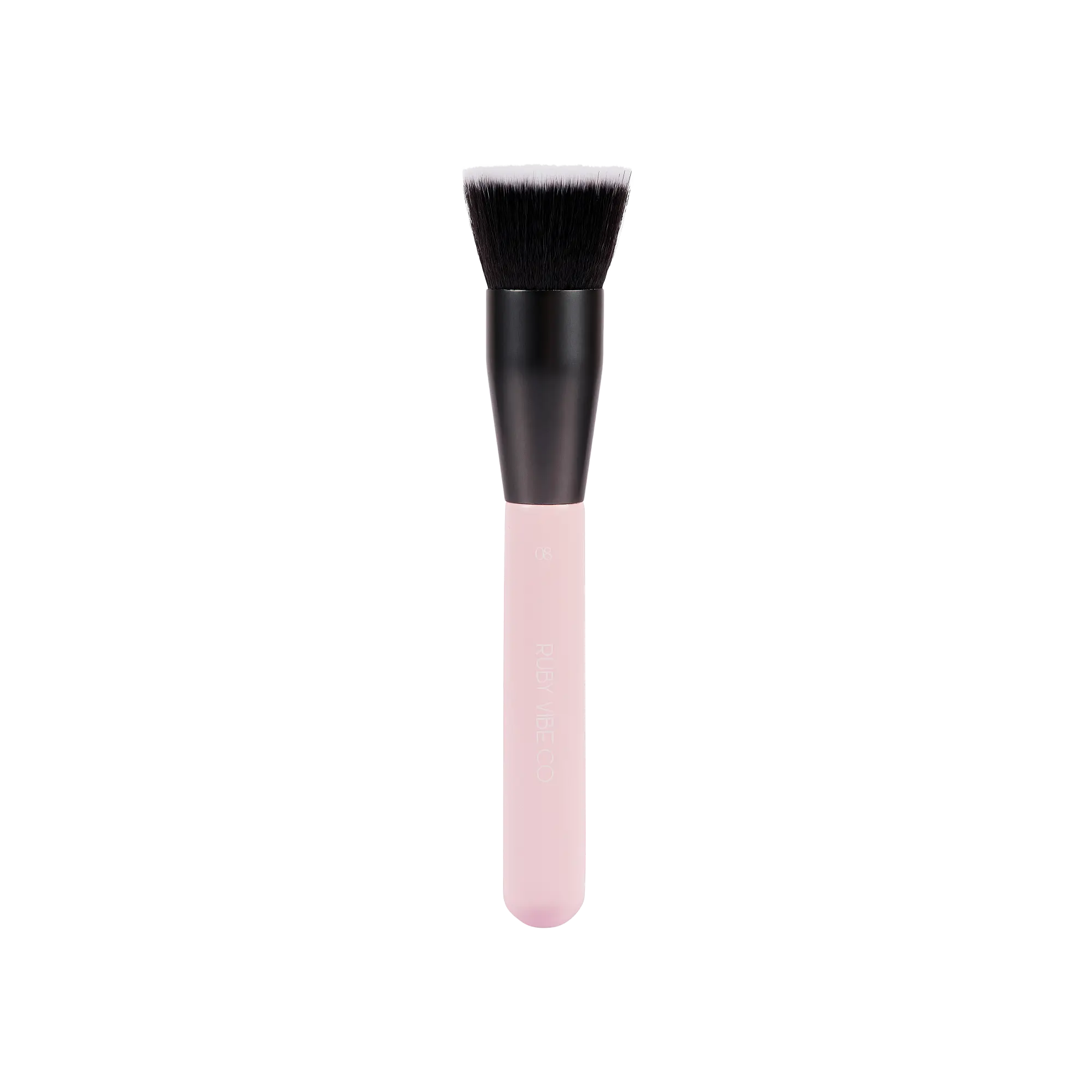[RUBY VIBE CO] SmoothCanvas Blending Brush 004, Flat-Top Kabuki Foundation Brush, Synthetic Hair Bristles, Pink Wooden Handle, For Liquid, Cream and Powder Formulas, All Skin Types
