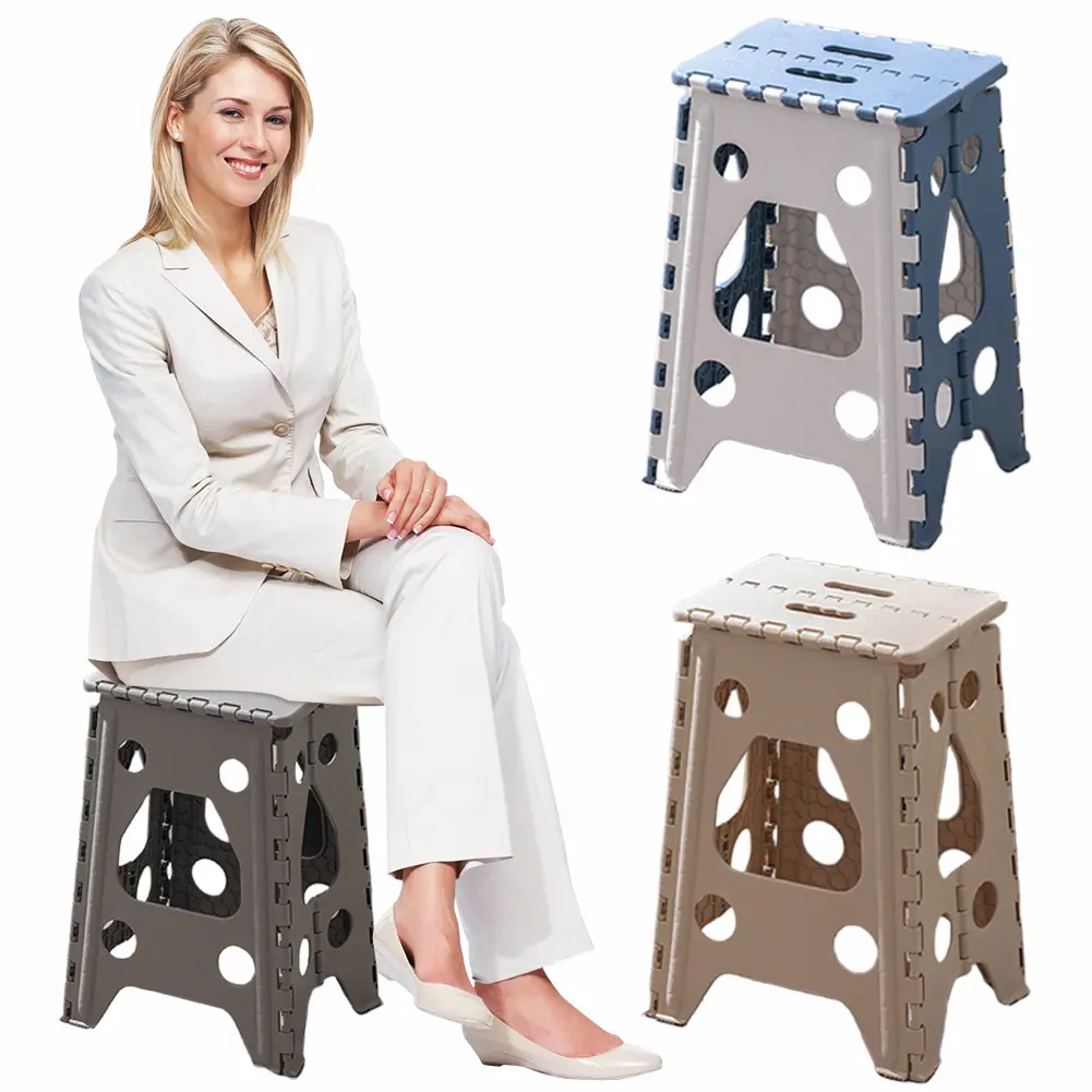 19-Inch Heavy-Duty Folding Step Stool with Handle, Suitable for Kitchen And Camping, Features a Non-Slip Design And Supports a Maximum Weight of 400 Lbs
