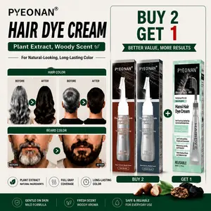 PYEONAN Unisex hair dye Cream, Herbal Extracts for Gray Hair, Touch-up & Full Coverage, No Blending Required, 2-in-1 for Gray Coverage and Hair Care, Transform Grays to Black or Dark Brown Naturally Hair color 2.8 Oz./80g Springtok Haircare  Woody Scent