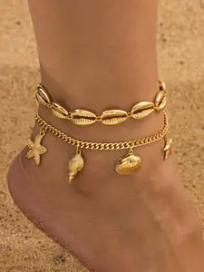 Women's Fashion Multi-Layer Chain Shell Anklet, Trendy Jewelry, Summer Beach Vacation Gift, Stylish Layered Design, Perfect Accessory for Women, Dainty Layered Anklet