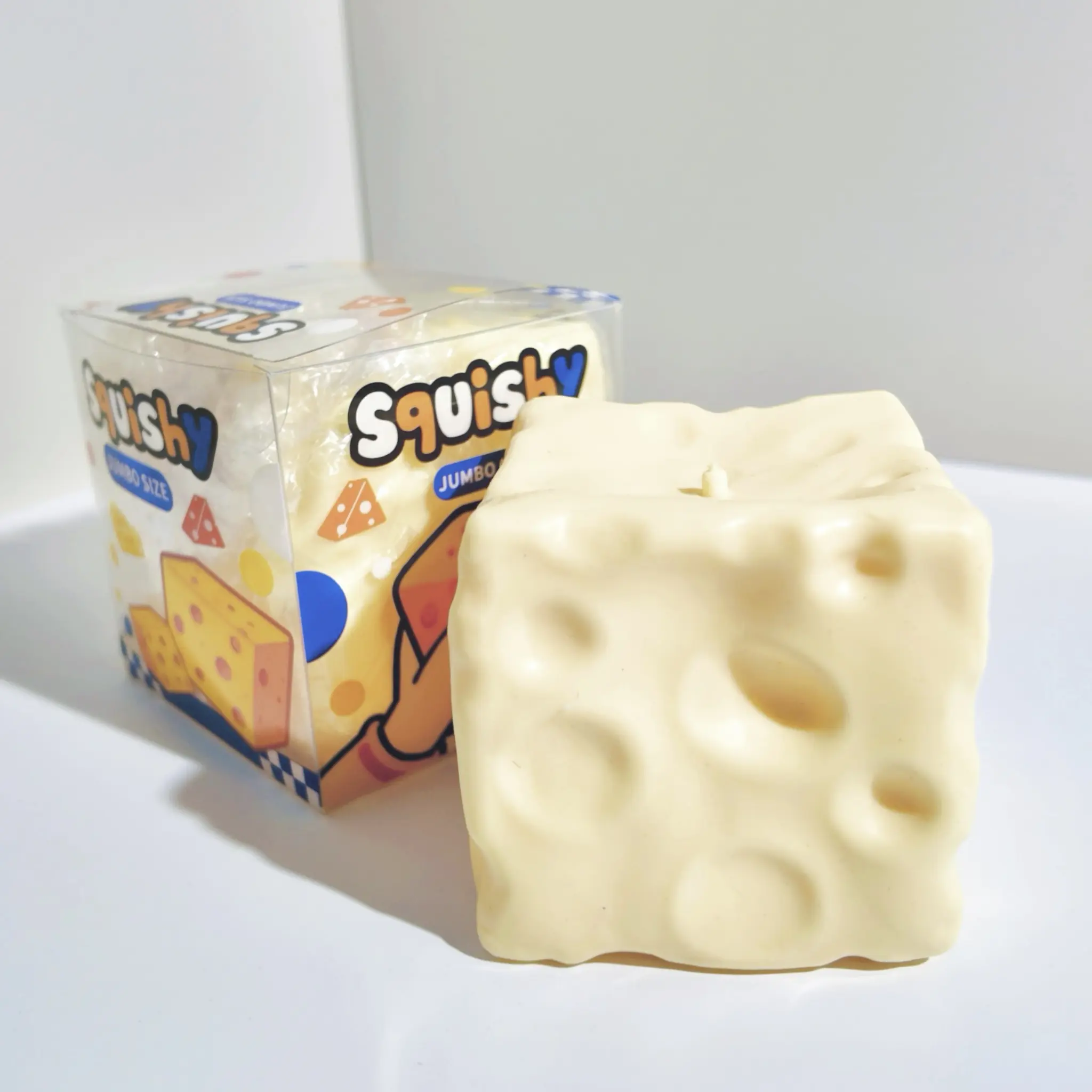 Fully Moldable Slow-Rebound Cheese Squishy Stress Ball, Petroleum Jelly Filled Soft Gel Fidget Toy, Giant Cheese Block 6 & 7cm for ASMR Relaxation, Anxiety Relief Gift
