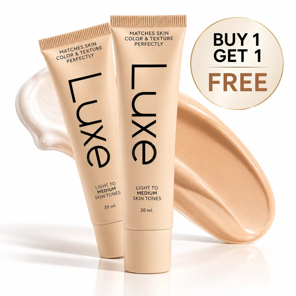 Buy 1 Get 1 Free Luxe Color Changing Liquid Makeup Foundation & Concealer - 30ml, Lightweight, 12-Hour Wear, Buildable Coverage, Matches Light to Medium Skin Tones' Color & Texture, Ideal for Natural Look, Cosmetic tone color-changing,sohochic