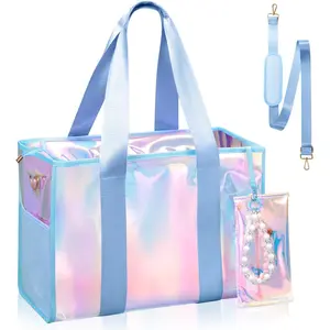 Beach Bag 26L Large Iridescent Waterproof Beach Tote Bag for Women with Zipper & Phone Pouch Sand/Tip-Proof Crossbody hospital bag