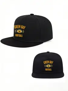 Green Bay Football Graphic Snapback | Hip Hop Flat Brim Cap | Unisex Streetwear Hat for Game Day, Sports, Casual Style