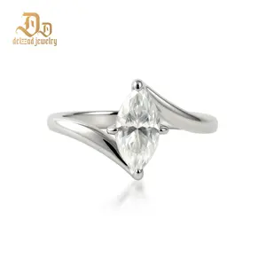 Delzzad 1ct Celestial Eye Ring Marquise Cut Solitaire Ring Band Split Shank Vertical Ring VVS Synthetic Moissanite Ring Jewelry S925 Band Perfect Birthday Engagement Wedding Anniversary Christmas Valentine's Day Mother's Day Gift