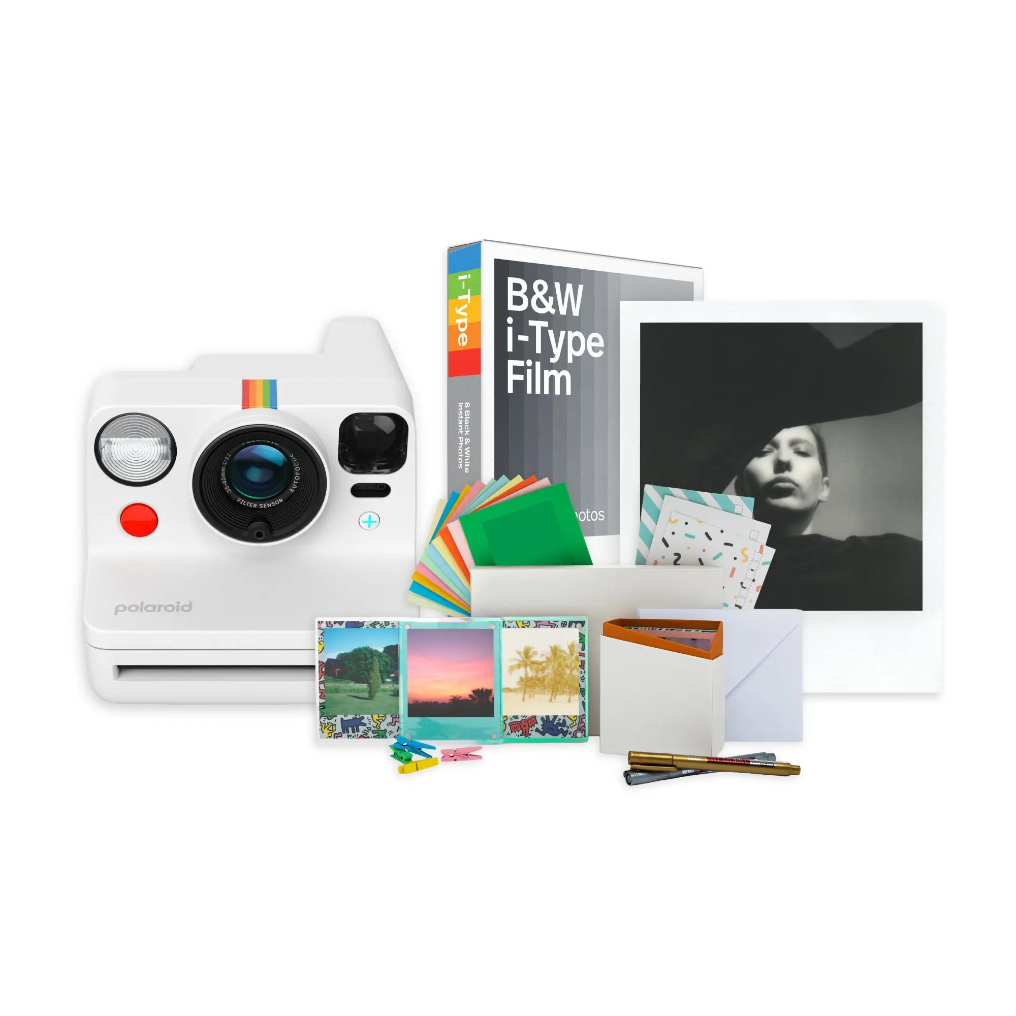 Polaroid NOW+ Generation 2 Instant Camera (White) with Manual Lens, Film Kit, and Black & White Film