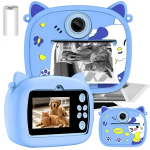 2.4" 48MP Kitty Design Kids Instant Print Camera – 1080P HD Photo & Video, 3/5/10 Second Timer Interval Shooting, Selfie Digital Camcorder for Boys Girls Toddlers Ages 3-12+, Funny Educational Creative Toy Gift for Easter, Graduation