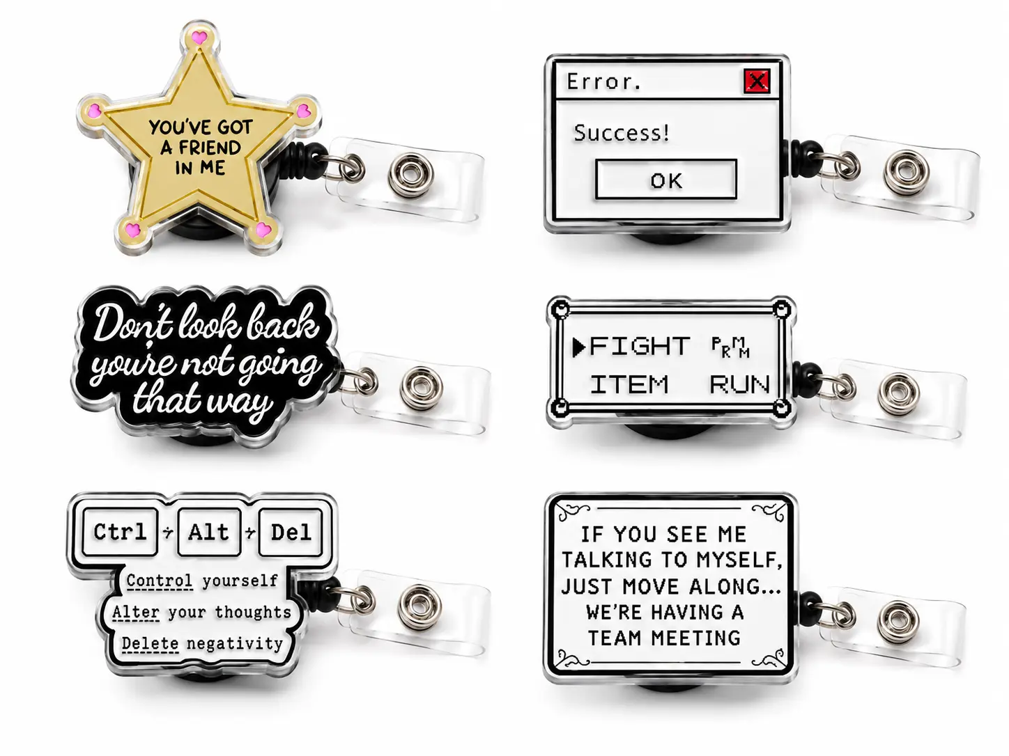 Retro Computer Acrylic Badge Reel Funny Retractable ID Holder Geek Tech Gamer Badge Clip Sarcastic Office Humor Work Gift