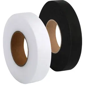 Iron-On Double-Sided Hemming Tape - 2 Rolls Cloth Bonding Adhesive Web (140 yds, 0.79in Wide) - Iron-Compatible, Wear-Resistant No-Sew Fabric Repair Tool for Pants, Dresses (Black, White)