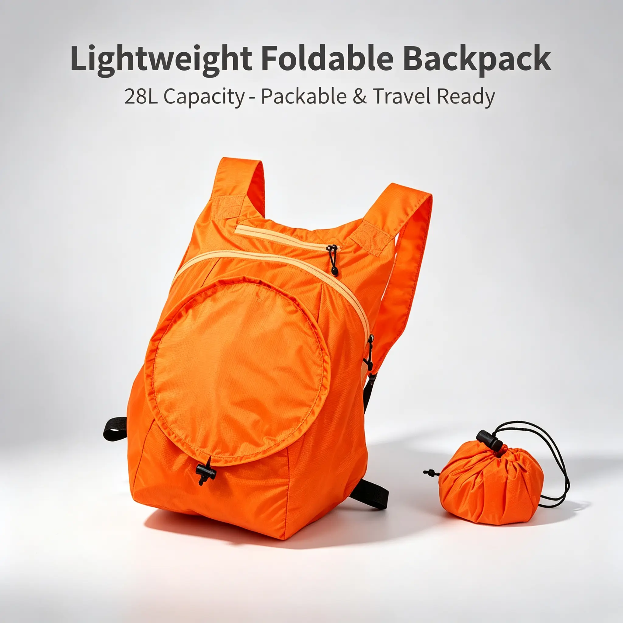 Foldable Ultralight Nylon Backpack - 28L, 0.1kg, Waterproof, Tear-Resistant, Portable Sports & Outdoor Gym Shoulder Bag for Travel, Camping, Daily Use