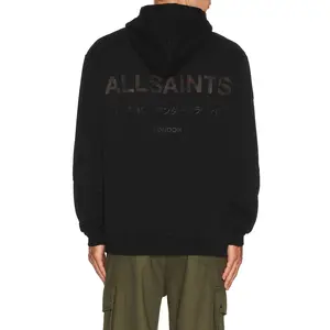 ALLSAINTS Underground Hoodie in Jet Black & Dark Leo