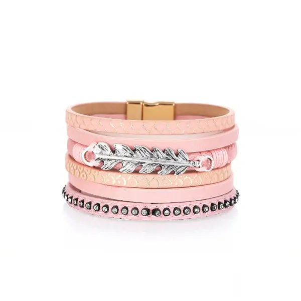 Pink Feather Cuff Bracelet