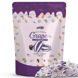 Snackathon Cylinder-Shaped Twists Hard Candy, Bulk Individually Wrapped, Purple & White Grape Flavored Twists, 1 Pound