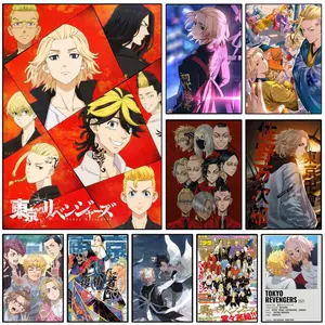 T-Tokyo R-Revengers 3 Poster Sticky Anime Design Wall Art Printing Waterproof Modern Aesthetic Home Living Bedroom Decor Trendy Room Decoration Gift Durable High Quality