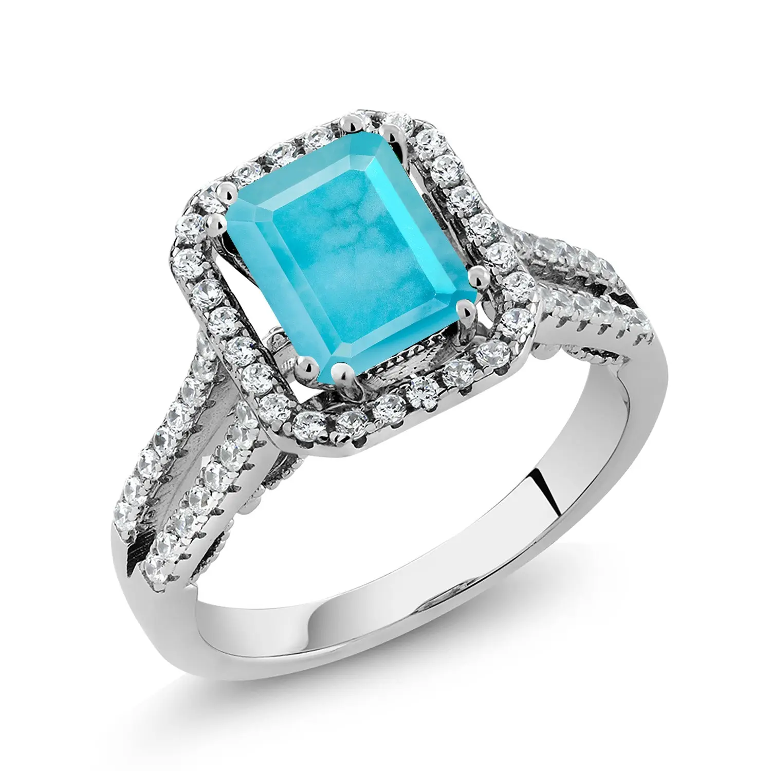 Gem Stone King 2-4 Cttw 9X7MM Emerald Cut 925 Sterling Silver Chic Emerald Ring - Elegant Engagement Wedding Ring for Women, Available in Sizes 5,6,7,8,9, Elegant Ring