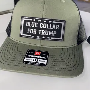 Blue collar leather patch hat