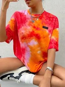 Vibrant Tie-Dye Loose Oversized T-Shirt, Y2K Street Style Streetwear Short Sleeve, Summer Women's Casual Fashion Essential, Comfortable and Stylish