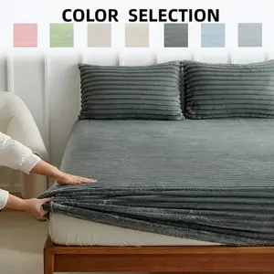 Elegant Comfort Luxury Soft Velvet Flannel Bedding Set, Warm and Cozy, Anti-Static, No Shedding, Includes 1 Fitted Sheet and 2 Pillowcases