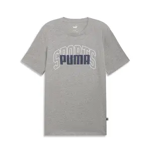 PUMA Mens Graphics Collegiate Crew Neck Short Sleeve Casual Tops Casual - Grey